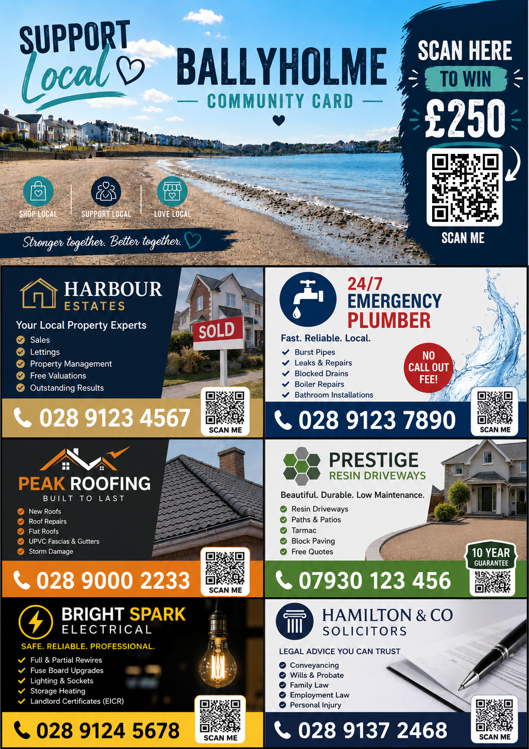 NorthDownDirect community advertising card delivered to homes across Bangor and North Down, Northern Ireland